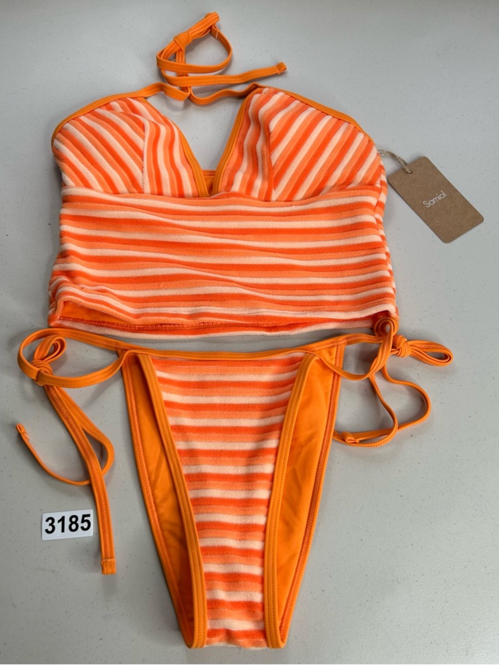 Sanai Orange Striped Women's Bikini Set